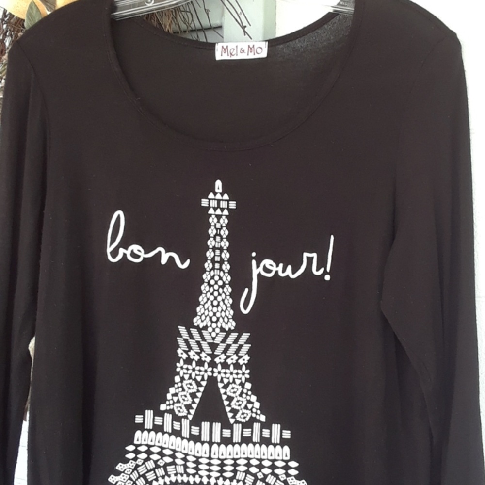 BLACK KNIT TOP W/ SHEER